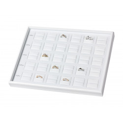 Ring display tray organizer with diamond size chart